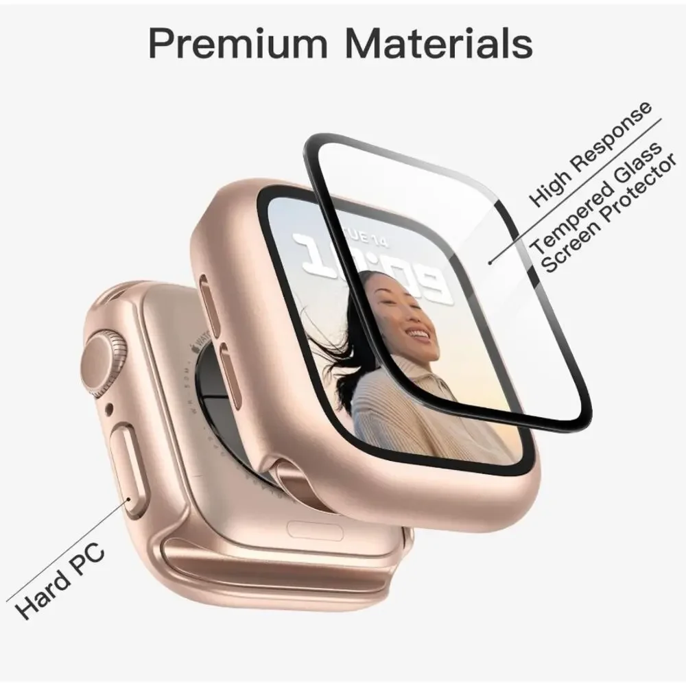 JETech Apple Watch Series 11/10 46mm Case Screen Protector 2-Pack Rose Gold NEW